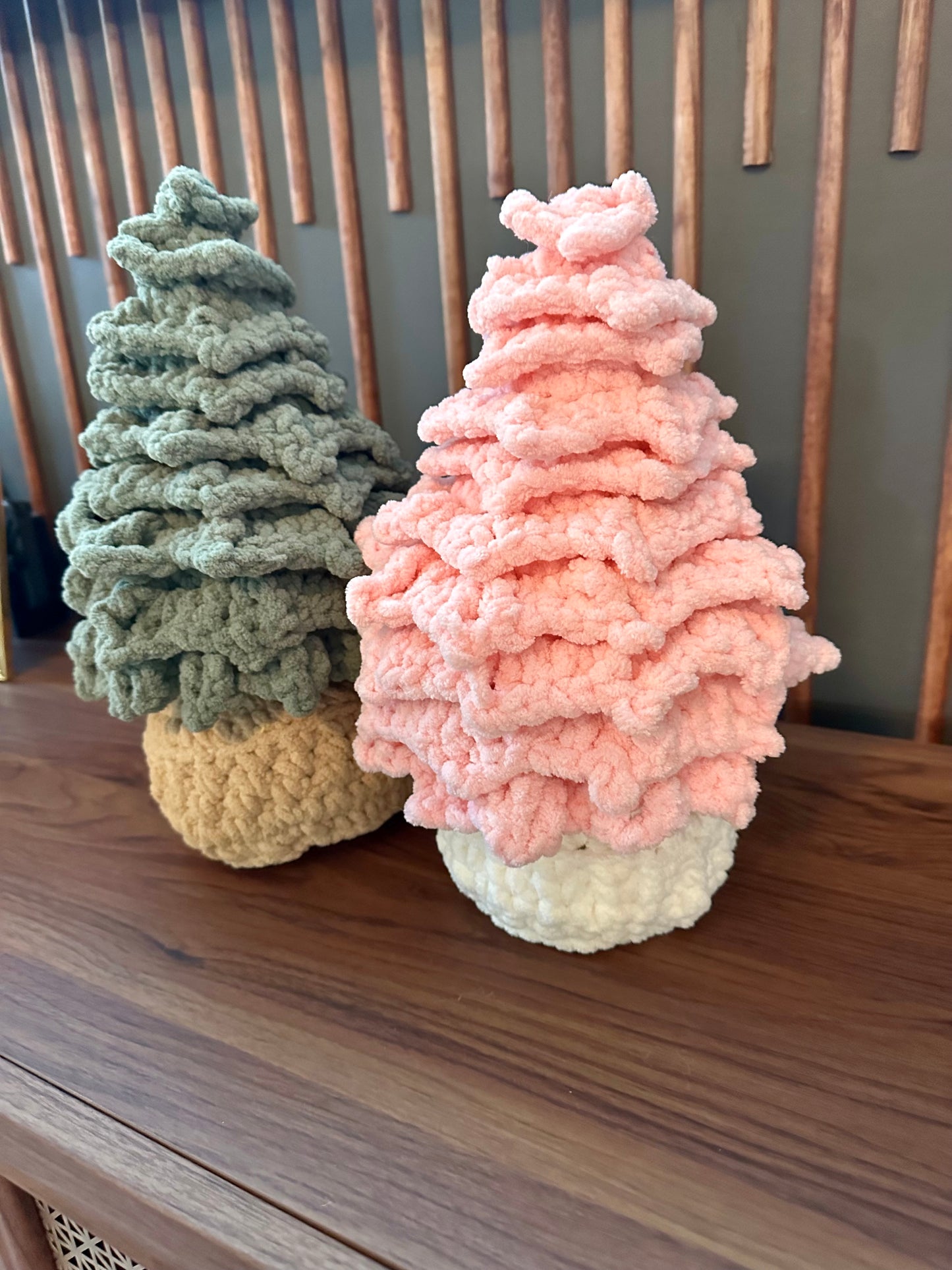 Set of 3 Heritage Handmade Crochet Christmas Trees