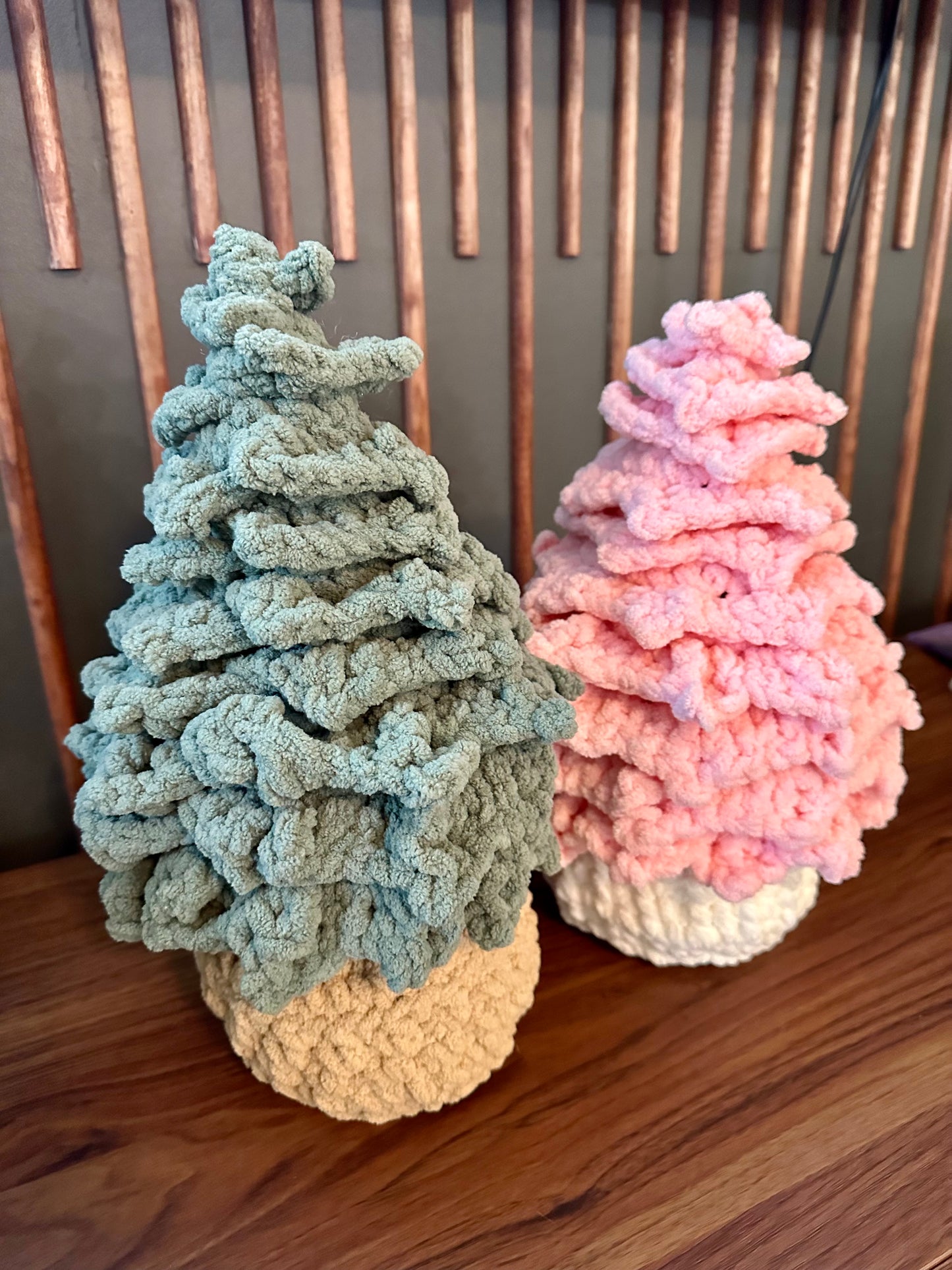 Set of 3 Heritage Handmade Crochet Christmas Trees