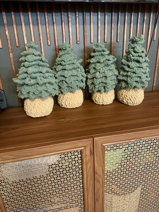 Set of 3 Heritage Handmade Crochet Christmas Trees